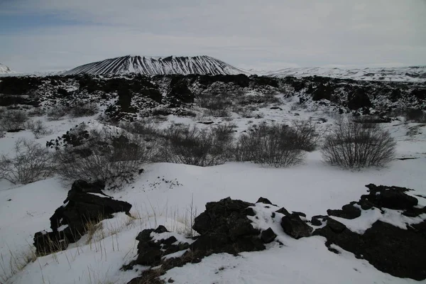 Dimmuborgir 아이슬란드 비정상적 모양의 용암의 아이슬란드입니다 Dimmuborgir 동굴과 성채의 연상의 — 스톡 사진