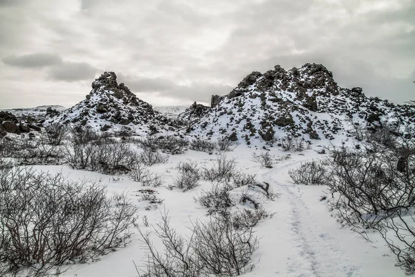 Dimmuborgir Μια Μεγάλη Περιοχή Της Πεδία Λάβας Ιδιόρρυθμο Ανατολικά Myvatn — Φωτογραφία Αρχείου