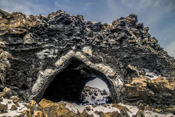 Dimmuborgir Ett Stort Område Ovanligt Formade Lavafält Öster Myvatn Island — Stockfoto