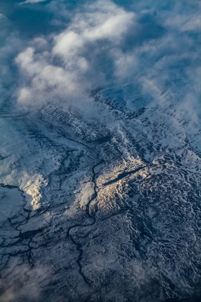 Légifelvételek Izland Légi Felvétel Csodálatos Izlandi Táj Gleccser Minták Hegyek — Stock Fotó