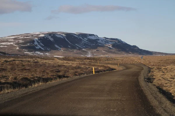 Route Islande Paysage Route Hiver Road Trip Sur Pays Islande — Photo