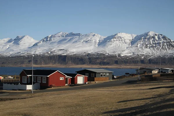 Granjas Casas Islandesas Campo Hermosa Naturaleza Islandia Sacos Tierra Épicos —  Fotos de Stock