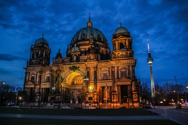 Berliner Stadtbild Bei Nacht Stadtzentrum Von Berlin Berühmt Schöne Europäische — Stockfoto