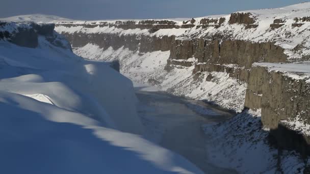 Dettifoss Vatnajokull 国立公園の北東 Iceland Detifoss ヨーロッパの最も強力な滝の一つであります 冬の風景 — ストック動画