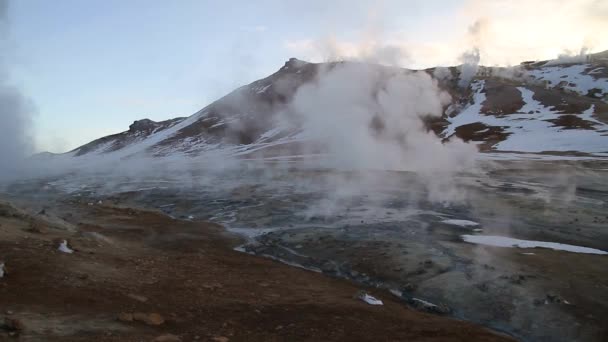 Geotermális Területen Hverir Észak Izlandi Myvatn Közelében Akureyri Észak Izland — Stock videók