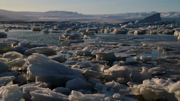 Island Jokulsarlon Lagoon Krásná Zima Krajina Obrázek Islandské Ledovcové Laguny — Stock video