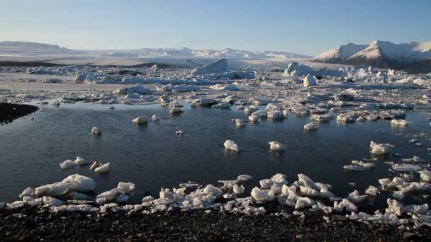 Island Jokulsarlon Lagoon Krásná Zima Krajina Obrázek Islandské Ledovcové Laguny — Stock video