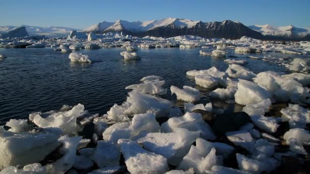 Island Jokulsarlon Lagoon Krásná Zima Krajina Obrázek Islandské Ledovcové Laguny — Stock video