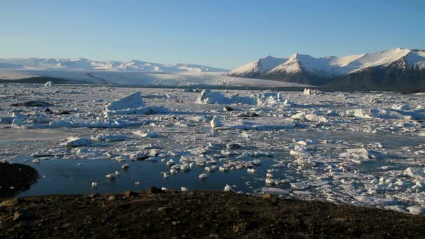 Ісландія Jokulsarlon Лагун Beautiful Холодний Краєвид Малюнок Ісландський Льодовик Лагуни — стокове відео