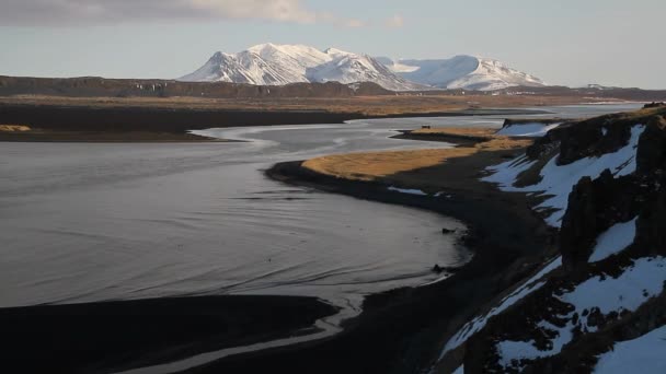 Hvitserkur Troll Rock Alta Pila Basalto Situado Frente Orilla Del — Vídeo de stock