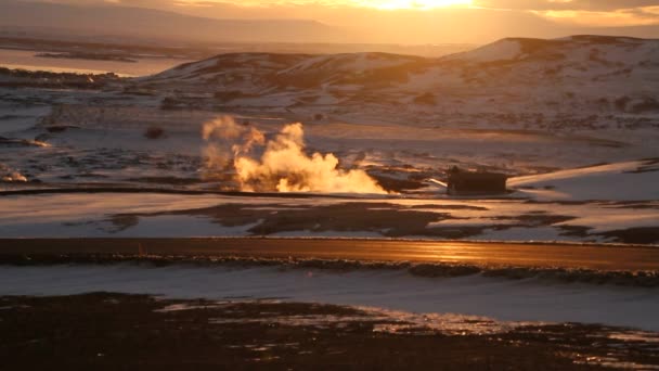 Centrale Geotermica Krafla Islanda Produzione Energia Rinnovabile Ecologicamente Pulita Paesaggio — Video Stock