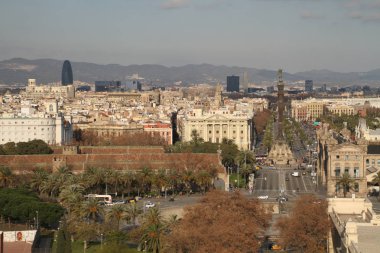 Barcelona görünümü - eski ve ünlü tarihi şehir, İspanya, İspanya. 