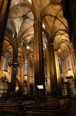 Barcelona görünümü - eski ve ünlü tarihi şehir, İspanya, İspanya. 