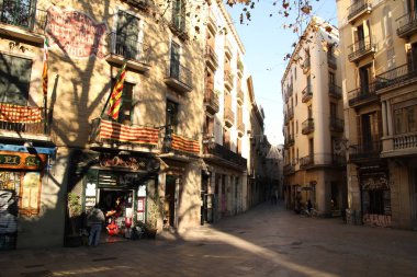 Barcelona görünümü - eski ve ünlü tarihi şehir, İspanya, İspanya. 