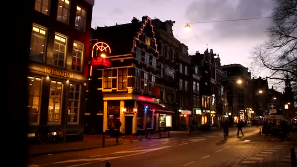 Вид Амстердам Нідерланди Красивий Затишний Старих Будівель Каналів Вулиць Голландія — стокове відео