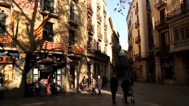 スペイン カタロニアの古い 有名な歴史的な街バルセロナ ビュー — ストック動画