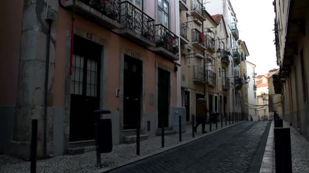 Lizbon Eski Güzel Avrupa Şehri Portekiz Başkenti Tarihi Sokaklar Binalar — Stok video
