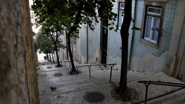 Lisboa Antigua Hermosa Ciudad Europea Capital Portugal Calles Históricas Edificios — Vídeo de stock