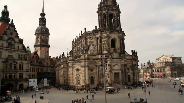 Drezda Régi Szász Német Város Látképe Zwinger Palota Elba Folyó — Stock videók