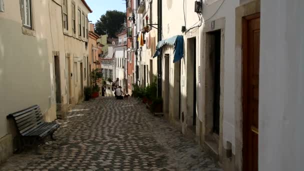 Lissabon Gamla Vackra Europeiska Stad Huvudstad Portugal Historiska Gator Byggnader — Stockvideo