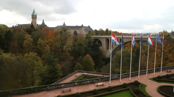 Πόλη Του Λουξεμβούργου Άποψη Της Παλιάς Πανέμορφη Ευρωπαϊκή Πόλη — Αρχείο Βίντεο