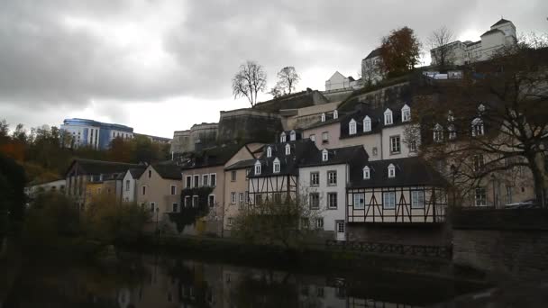 Люксембург Вид Старый Красивый Европейский Город — стоковое видео