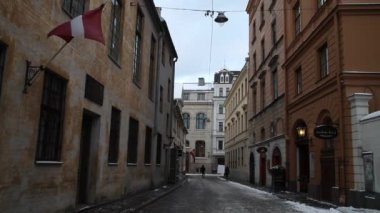 Riga, Letonya başkenti tarihi merkezinde. Riga zirvesinde Noel zamanı. Kış Avrupa kenti