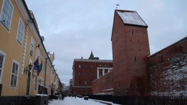 Riga, Letonya başkenti tarihi merkezinde. Riga zirvesinde Noel zamanı. Kış Avrupa kenti