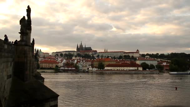 Utsikt Över Prag Gamla Och Vackra Tjeckiska Staden — Stockvideo