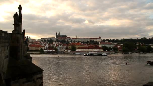 Вид Прагу Старый Красивый Чешский Город — стоковое видео
