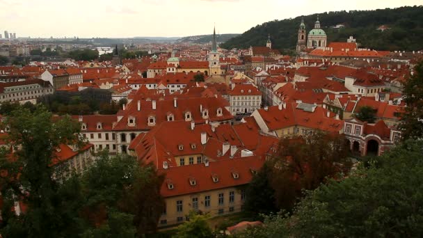 Вид Прагу Старый Красивый Чешский Город — стоковое видео