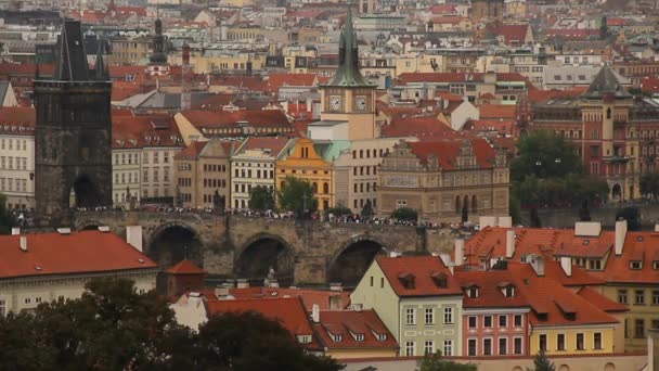 Blick Auf Prag Alte Und Schöne Tschechische Stadt — Stockvideo