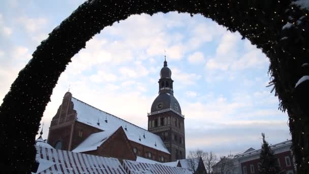 Historische Centrum Van Riga Hoofdstad Van Letland Riga Kerst Tijd — Stockvideo