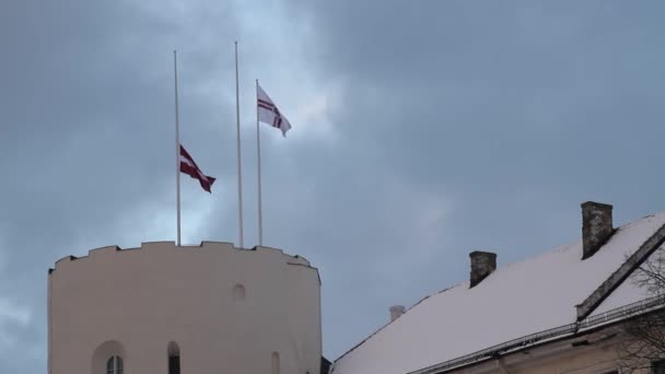 Historiska Centrum Riga Lettlands Huvudstad Riga Juletid Europeiska Staden Vintern — Stockvideo