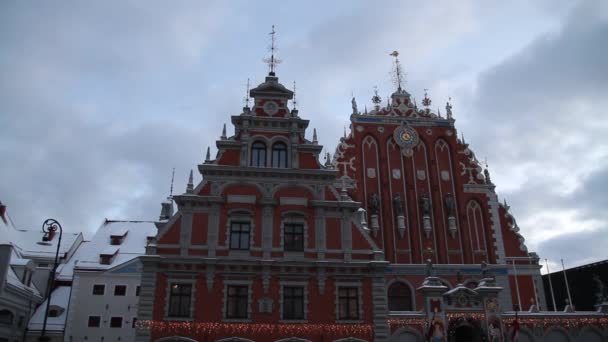 Historische Centrum Van Riga Hoofdstad Van Letland Riga Kerst Tijd — Stockvideo