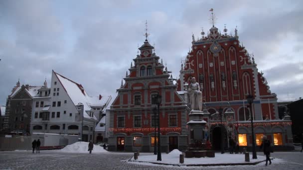 Riga Lettország Fővárosa Történelmi Központjában Riga Karácsonykor Európai Város Tél — Stock videók