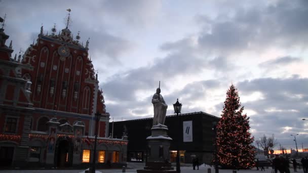 Historyczne Centrum Rygi Stolicy Łotwy Riga Okresie Bożego Narodzenia Europejskie — Wideo stockowe