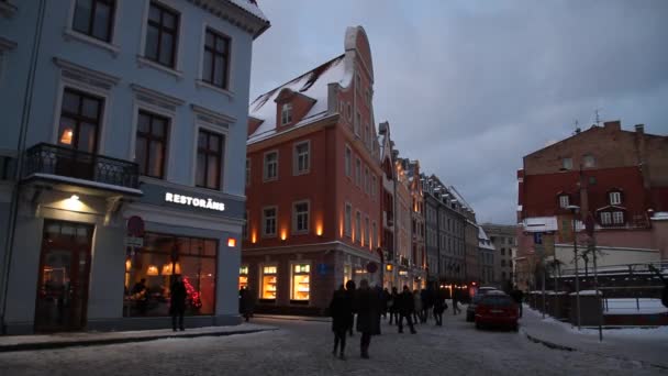 Historické Centrum Rigy Hlavního Města Lotyšska Riga Době Vánoc Evropské — Stock video