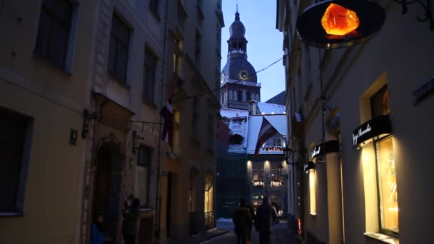 Centro Histórico Riga Capital Letonia Riga Navidad Ciudad Europea Invierno — Vídeos de Stock