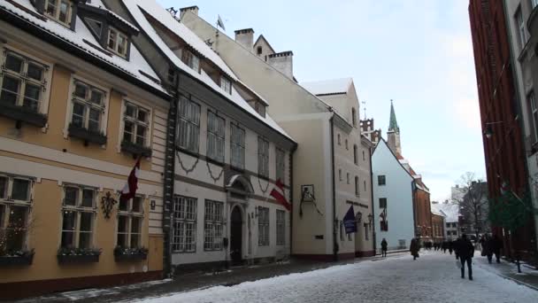 Centro Histórico Riga Capital Letonia Riga Navidad Ciudad Europea Invierno — Vídeos de Stock