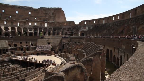 Över Colosseum Rom Italien Romersk Arkitektur Och Sevärdheter Gamla Och — Stockvideo