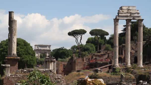 Forum Romanum Rom Italien Romersk Arkitektur Och Sevärdheter Gamla Och — Stockvideo