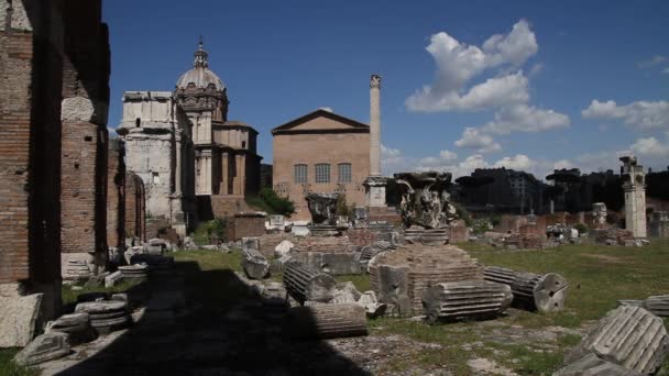 Römisches Forum Rom Italien Römische Architektur Und Wahrzeichen Alte Und — Stockvideo