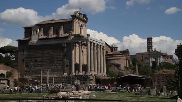 Roman Forum Římě Římská Architektura Památky Staré Slavné Atrakcí Říma — Stock video