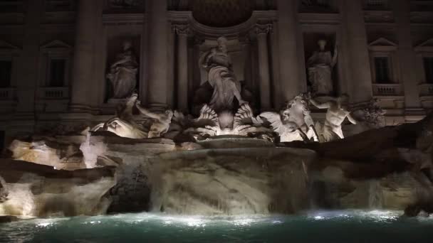 Fontana Trevi Roma Italia Vista Nocturna Roma Italia Arquitectura Romana — Vídeos de Stock