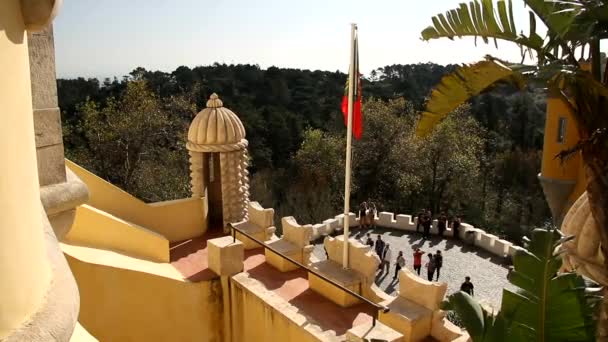 Pałacu Pena Sintra Portugalia Romantycznej Zamek Gminie Sintra Narodowy Pomnik — Wideo stockowe