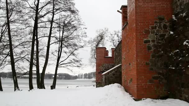 Zamek Trokach Pobliżu Wilnie Litwa — Wideo stockowe