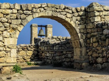 Sevastopol, Crimea antik Chersonesos kalıntıları. Karadeniz kıyısında pitoresk manzara. Hersones - Antik Yunanistan yerleşim Kırım '. 