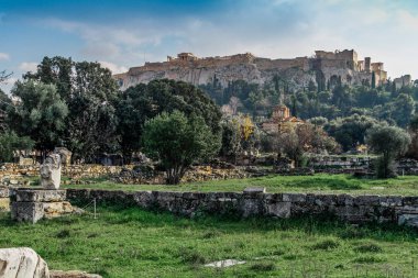 Atina güzel cityscape. Atina'nın eski şehir ve Akropol, Agora, Plaka ve antik kalıntıların Parthenon Tapınağı. 