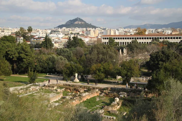 アテネの美しい街並み アテネの旧市街 パルテノン神殿 古代アゴラ アクロポリス プラカ地区の遺跡します — ストック写真